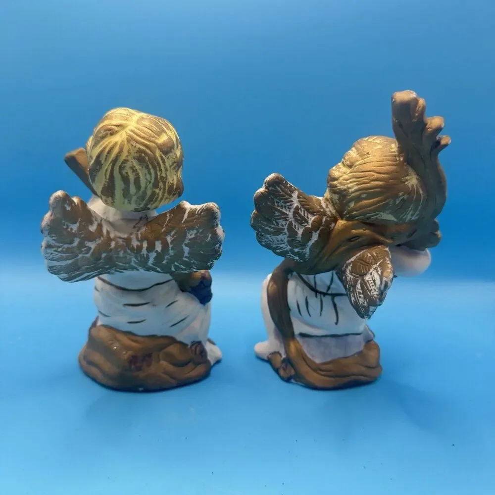 Vintage Made In Taiwan Angel Cherub Figurines Musical Instruments Porcelain Set